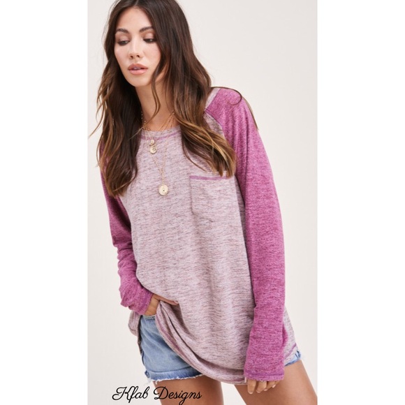 ❤️LAST 1! Berry Brushed Fabric Raglan Top! - Picture 7 of 9